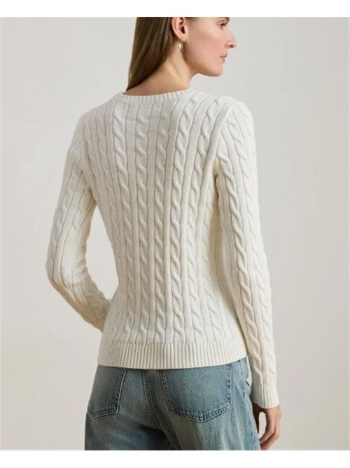 Crew neck sweater in cable knit cotton LAUREN RALPH LAUREN | RINETT-LONG SLEEVE-PULLOVER.WHITE